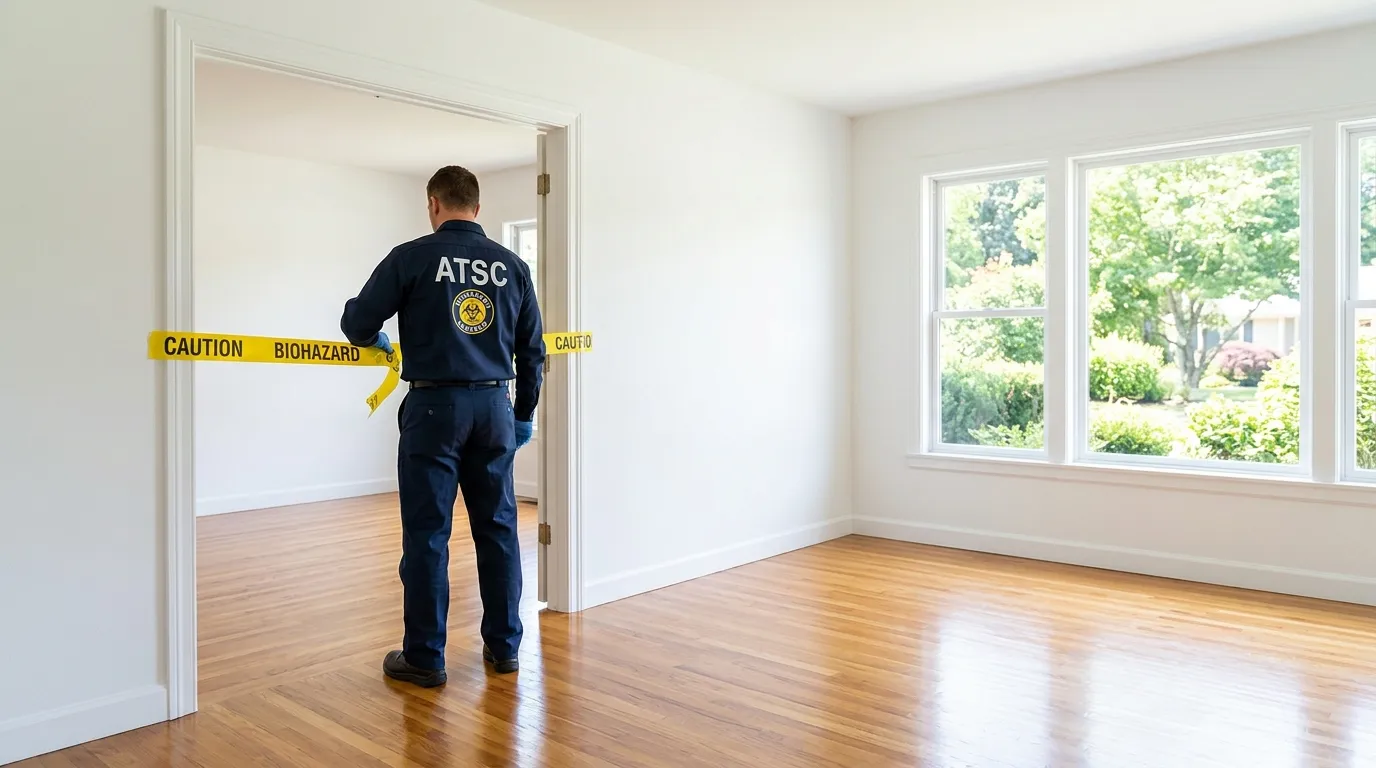 Certified biohazard cleanup crew performing Decomposition Cleanup in Norwood